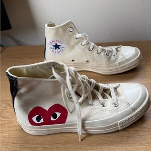 Converse Cream High-Tops with Red Heart - Comme de Garçons